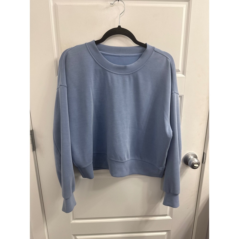 Lululemon Perfectly Oversized Cropped Crew Blue Sweatshirt LW3GL9S Size 6